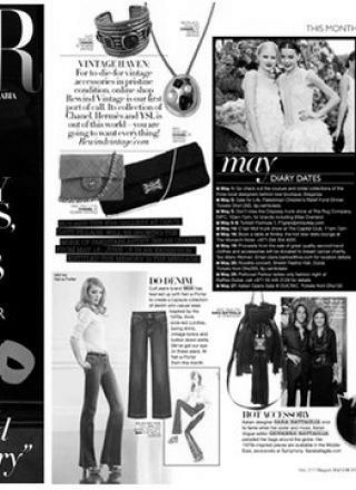 Rewind featured in Harpers Bazaar magazine black and white