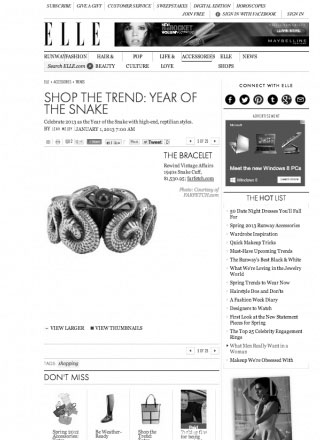 Rewind Vintage featured in Elle magazine black and white